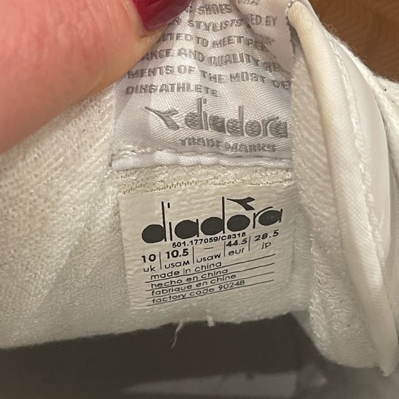 Diadora White Leather Sneakers with Tan Sole - Picture 7 of 8